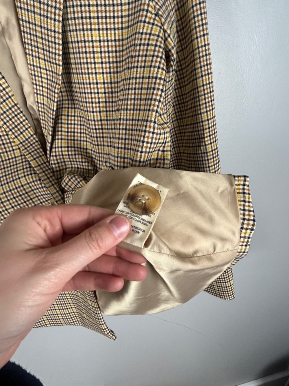 FRNCH Checked Blazer Yellow‎ & Tan Size Small Office Business Career Modern - Picture 4 of 6